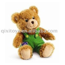 plush& stuffed teddybear with overalls,soft baby boy animal toy